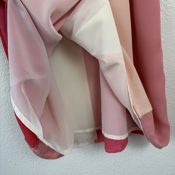 NWT Francesca’s Jun & Ivy Stripe Colorblock Mini Shift Slip Dress Pink Coral S - Picture 6 of 12